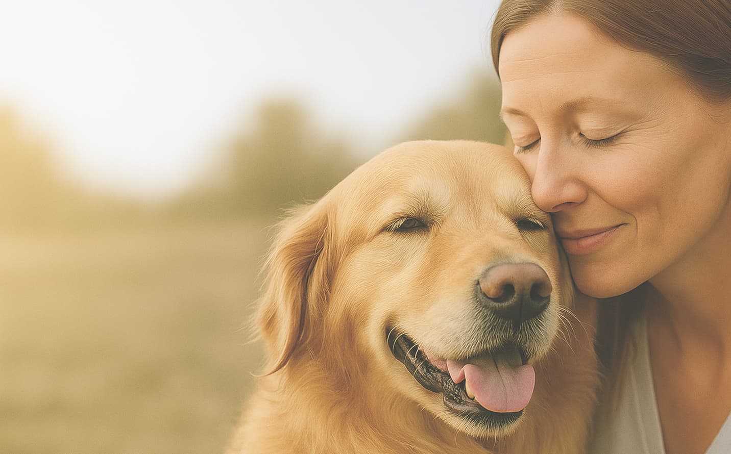 Woman with golden retriever